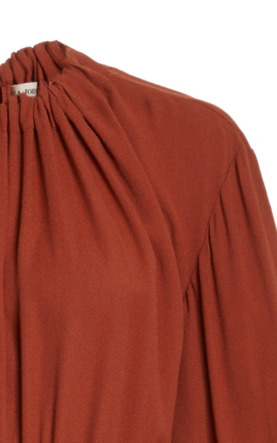 Shop Ulla Johnson Odette Ruffled Crepe De Chine Dress In Red