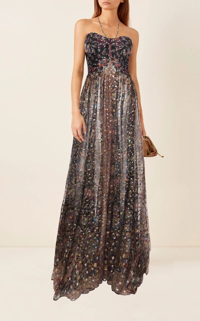 Shop Etro Printed Cutout Halterneck Silk-chiffon Maxi Dress In Multi