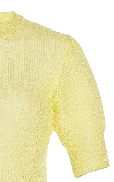 Shop Cecilie Bahnsen Tippi Cotton-knit Top In Yellow