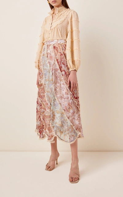 Shop Zimmermann Ladybeetle Spliced Midi Skirt In Print