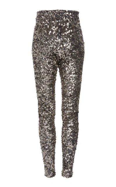 Shop Balenciaga Sequined Jersey Leggings In Silver