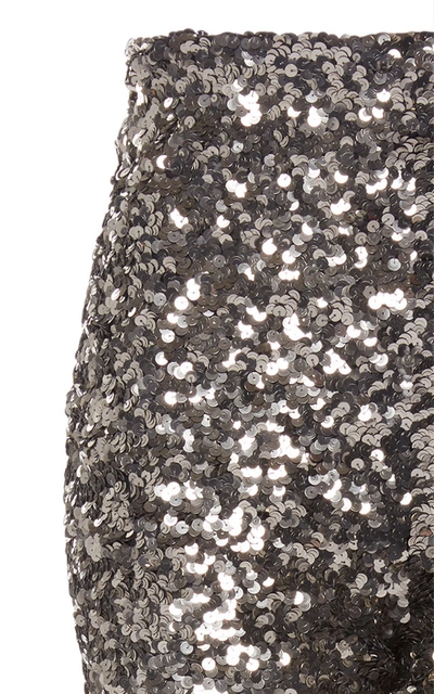 Shop Balenciaga Sequined Jersey Leggings In Silver