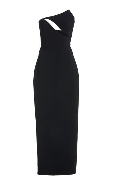 Shop Brandon Maxwell Women's Strapless Cutout Wool Gown In Black