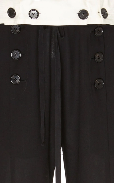 Shop Ann Demeulemeester Contrast Wool Flare-leg Pants In Black