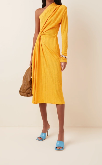 Shop Dodo Bar Or Hanna Cold-shoulder Jersey-knit Midi Dress In Yellow