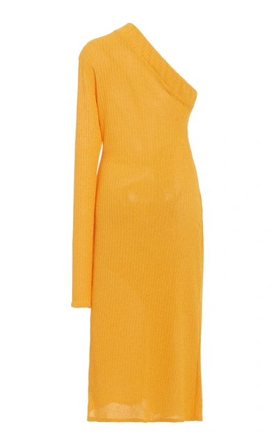 Shop Dodo Bar Or Hanna Cold-shoulder Jersey-knit Midi Dress In Yellow