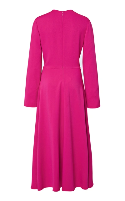 Shop Valentino Women's Crepe Tie-neck Midi Dress In Pink