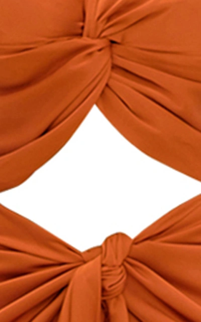 Shop Andrea Iyamah Women's Reni Cutout Twisted Satin Midi Dress In Orange