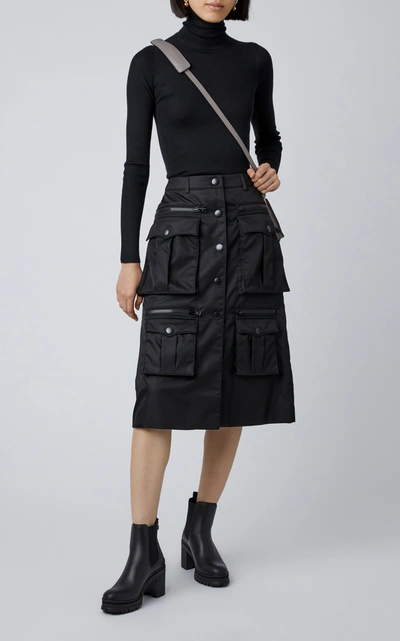 Shop Prada Wool-blend Turtleneck Top In Black