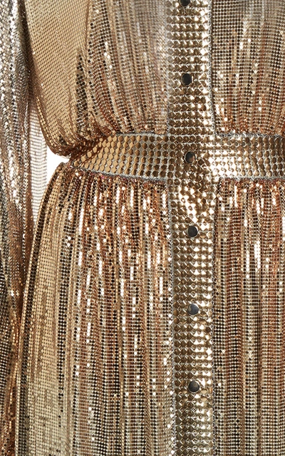 Shop Rabanne Ombre Metallic Mesh Knee-length Dress In Gold