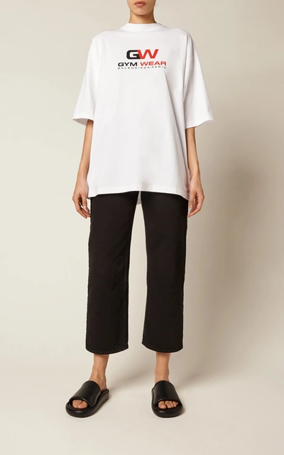 Shop Balenciaga Oversized Printed Jersey T-shirt In White