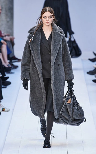 Shop Max Mara Women's Oversized Wool-alpca Blend Teddy Coat In Grey