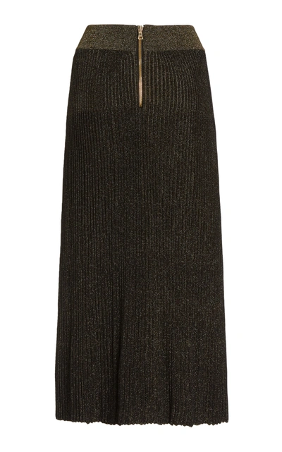 Shop Balmain Women's Pleated Lurex Midi Skirt In Metallic