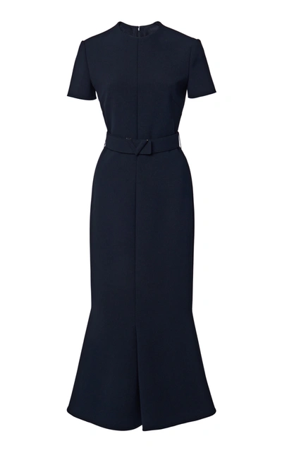 Shop Valentino Women's Belted Double-faced Wool Midi Dress In Black