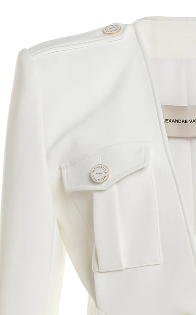 Shop Alexandre Vauthier Pocket-detailed Crepe Single-breasted Blazer In White