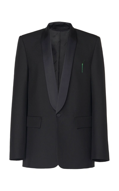 Shop Balenciaga Satin-lapel Gabardine Tuxedo Jacket In Black