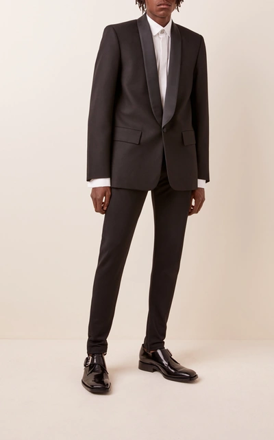 Shop Balenciaga Satin-lapel Gabardine Tuxedo Jacket In Black