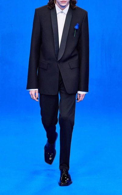 Shop Balenciaga Satin-lapel Gabardine Tuxedo Jacket In Black