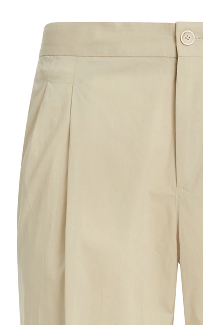 Shop Pt01 Sonny Pleated Stretch-cotton Pants In Neutral