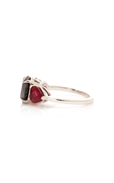 Shop Maria Jose Jewelry Women's 18k White Gold; Black Diamond And Ruby Ring In Multi