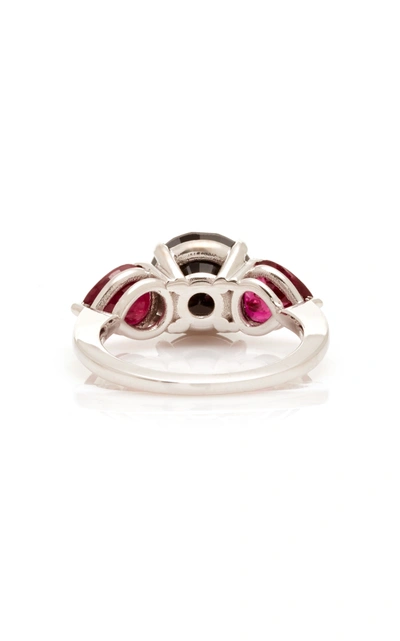 Shop Maria Jose Jewelry Women's 18k White Gold; Black Diamond And Ruby Ring In Multi