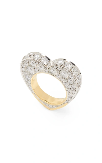 Shop Jessica Mccormack 14k White And Yellow Gold And Diamond Ring