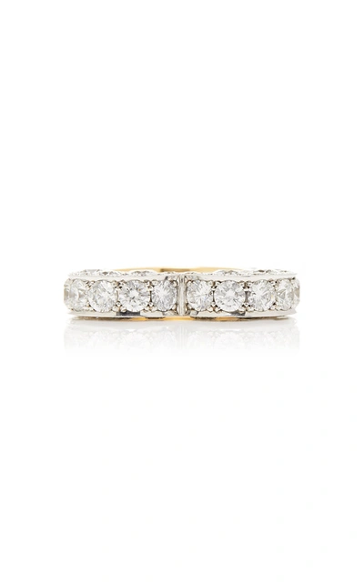 Shop Jessica Mccormack 14k White And Yellow Gold And Diamond Ring