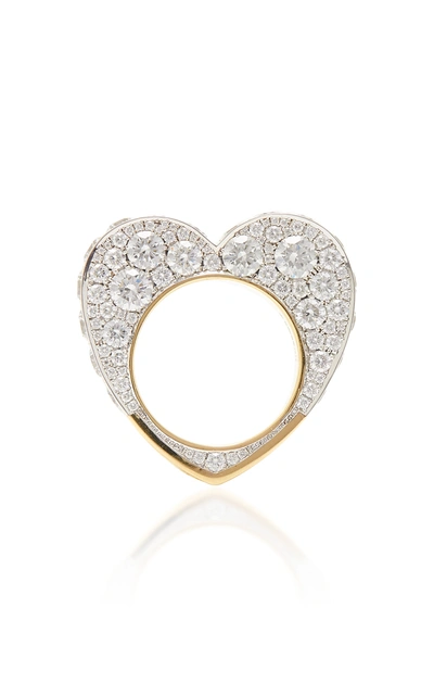 Shop Jessica Mccormack 14k White And Yellow Gold And Diamond Ring