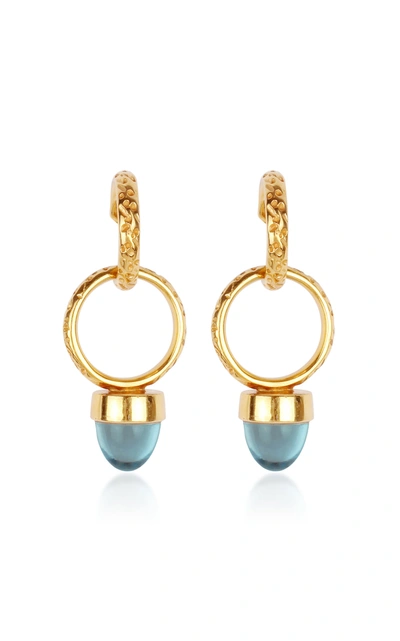 Shop Evren Kayar Women's Celestial Puzzle 18k Yellow Gold Topaz Earrings In Blue