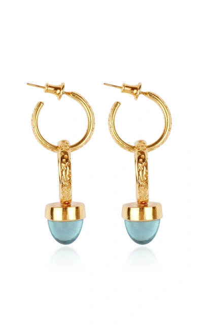 Shop Evren Kayar Women's Celestial Puzzle 18k Yellow Gold Topaz Earrings In Blue