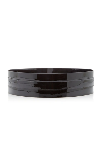 Shop Brandon Maxwell Patent Leather Waist Belt In Black