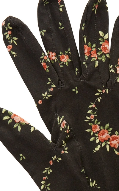 Shop Paco Rabanne Floral-printed Jersey Gloves
