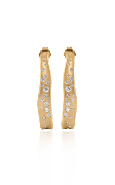 Shop Nada Ghazal Babt Malak 18k Gold Diamond Hoop Earrings