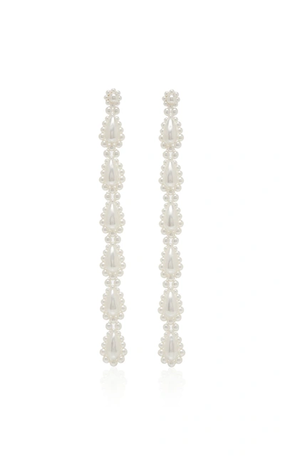 Shop Simone Rocha Faux Pearl Earrings In White