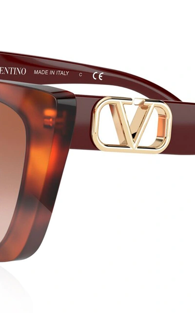 Shop Valentino Women's  Garavani Cat-eye Acetate Sunglasses In Brown,black