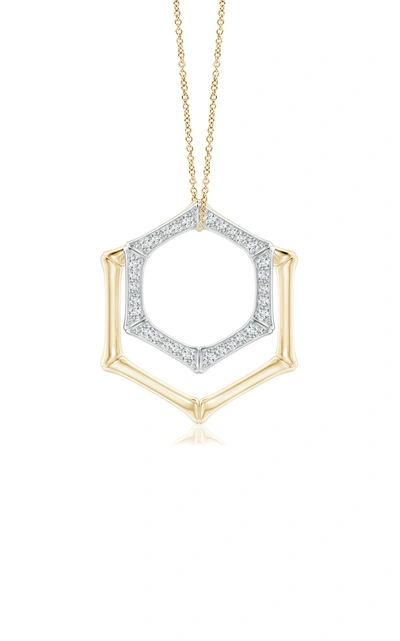 Shop Natori Women's Indochine Hexagonal Bamboo 14k Gold Diamond Pendant Duo In Multi