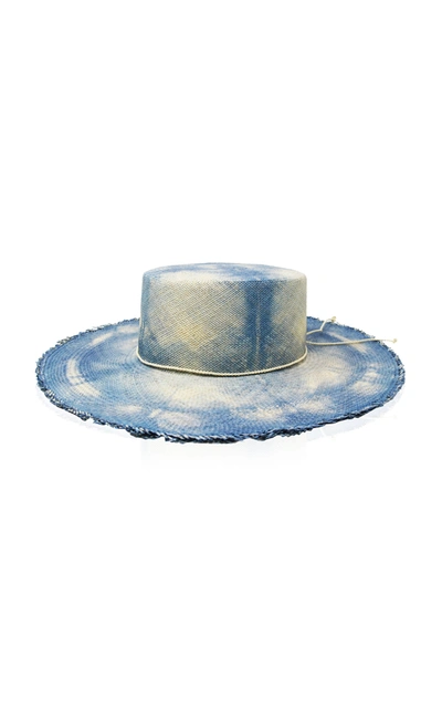 Shop Sensi Studio Cordovez Tie-dyed Straw Hat In Blue