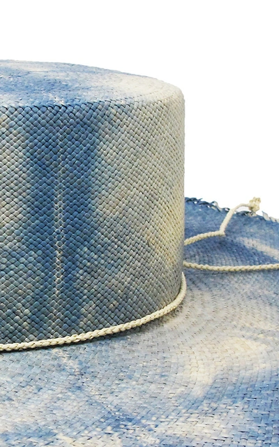 Shop Sensi Studio Cordovez Tie-dyed Straw Hat In Blue