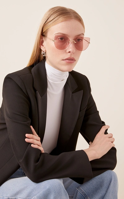 Shop Mcq By Alexander Mcqueen Cat-eye Gold-tone Metal Sunglasses In Pink