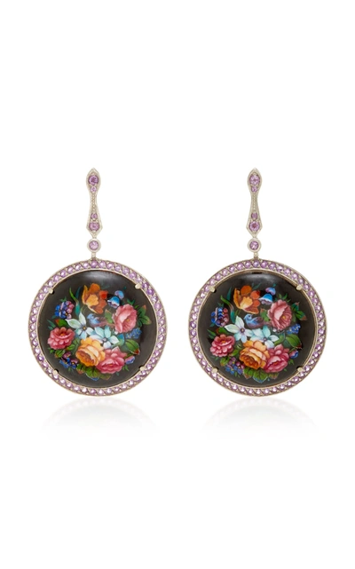 Shop Axenoff Jewellery Heartbreak Garden Silver Drop Earrings In Floral