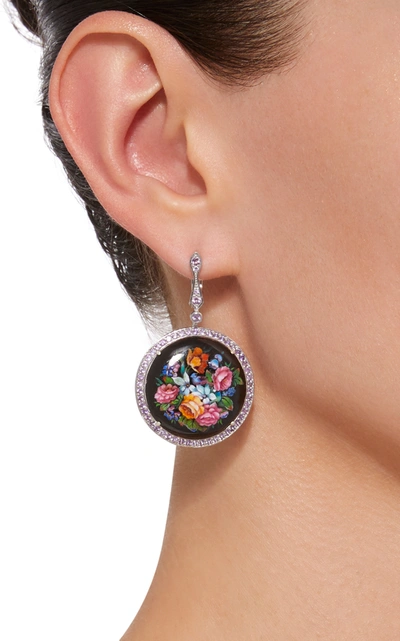 Shop Axenoff Jewellery Heartbreak Garden Silver Drop Earrings In Floral