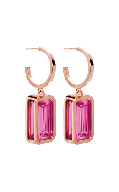 Shop Alina Abegg Pfefferminz Rubellite 14k Rose Gold Hoop Earrings In Pink