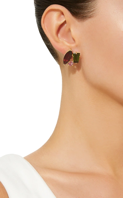 Shop Misui Women's One-of-a-kind 18k Gold And Multi-stone Earrings In Green