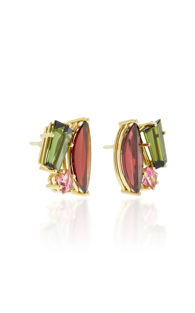 Shop Misui Women's One-of-a-kind 18k Gold And Multi-stone Earrings In Green