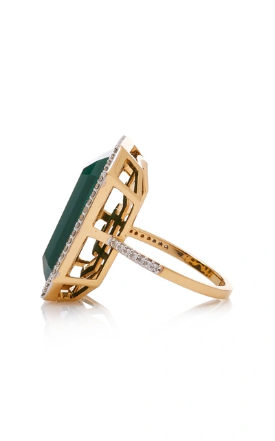 Shop Mateo Women's White Gold; Malachite And Diamond Ring In Green