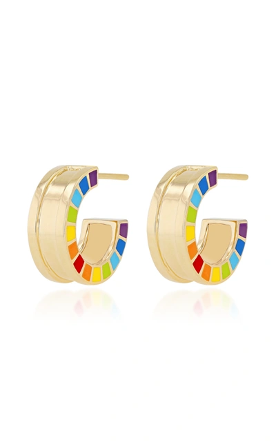 Shop Aisha Baker Women's Me 18k Gold Enamel Earrings In Multi