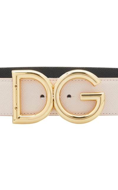 Shop Dolce & Gabbana Women's Reversible Leather Belt In Light Pink