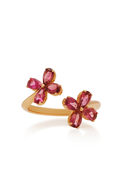 Shop Misahara Plima Lilly 18k Rose Gold And Tourmaline Ring In Pink