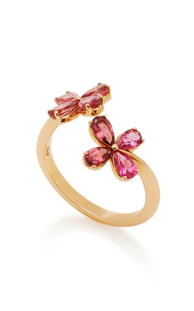 Shop Misahara Plima Lilly 18k Rose Gold And Tourmaline Ring In Pink