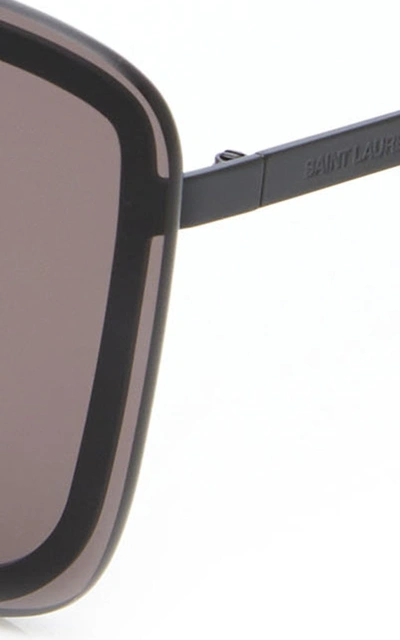 Shop Saint Laurent Mask D-frame Metal Sunglasses In Black